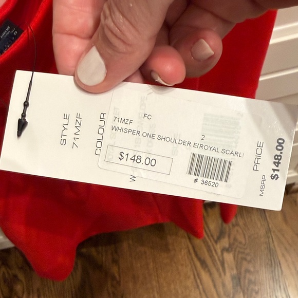 French Connection Vibrant Red One-Shoulder Dress - Picture 5 of 5